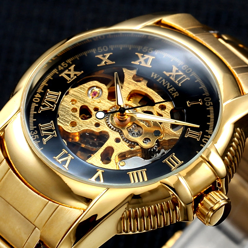Winner Gold Antique Watch Automatic Skeleton Mechanical Wristwatch Male Wrist watch Men Man Hour Clock relogio masculino
