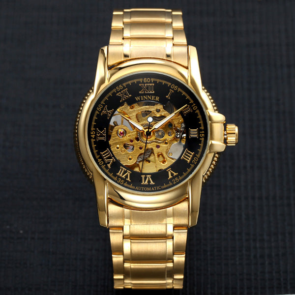 Winner Gold Antique Watch Automatic Skeleton Mechanical Wristwatch Male Wrist watch Men Man Hour Clock relogio masculino