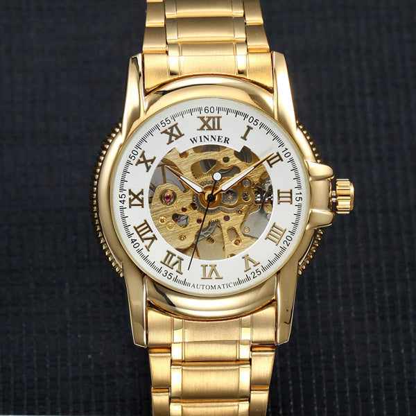 Winner Gold Antique Watch Automatic Skeleton Mechanical Wristwatch Male Wrist watch Men Man Hour Clock relogio masculino