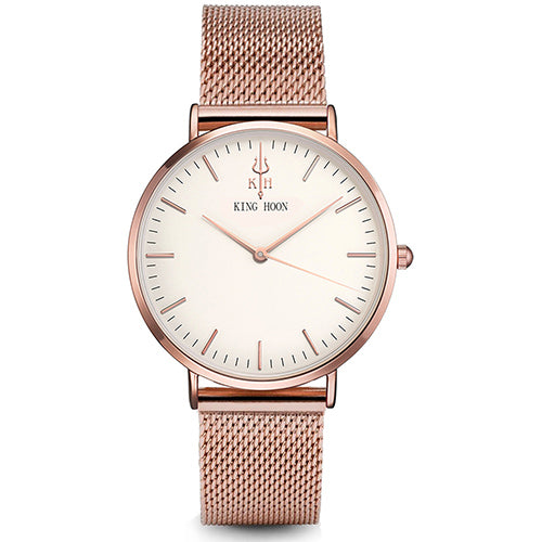 Women watches top brand luxury KING HOON Ultra Thin Gold Steel Mesh Watches Women Dress Quartz Lovers Watch orologio uomo