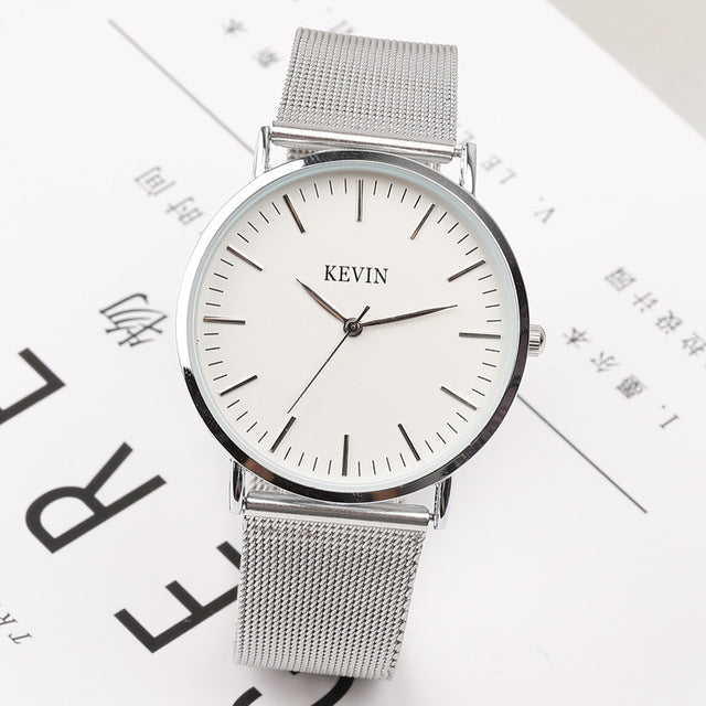 Stainless Steel Black and Silver Luxury Women's Quartz Watch