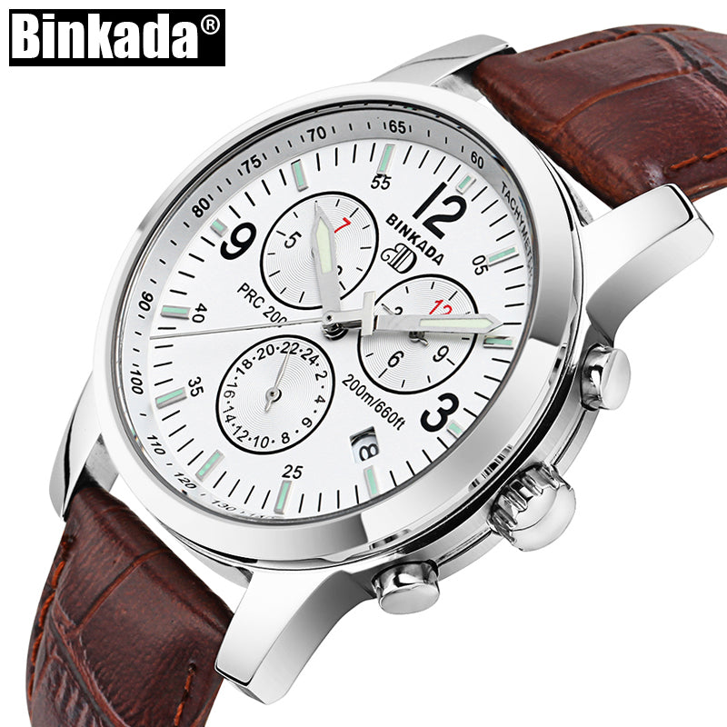 Top Brand BINKADA High Quality Mens Watches Luxury New Sapphire Luminous Automatic Watches 3 Eyes Mechanical Watch Clock