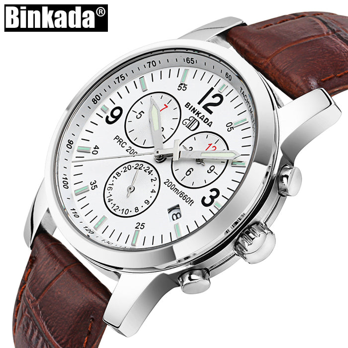 Top Brand BINKADA High Quality Mens Watches Luxury New Sapphire Luminous Automatic Watches 3 Eyes Mechanical Watch Clock