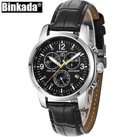 Top Brand BINKADA High Quality Mens Watches Luxury New Sapphire Luminous Automatic Watches 3 Eyes Mechanical Watch Clock