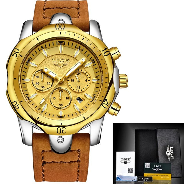 Very Stylish Mens Casual Military Watch! Gold Plated, Waterproof and with a Unique Style! Offer Ends Soon!